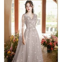 Super Fairy-Like Host Evening Dress, High-End Light Luxury Banquet, High School Coming-Of-Age Ceremony, 18Th Birthday Piano Performance Dress, Guzheng