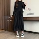 
Plus size autumn and winter 2025 new style plus velvet and thickened high-end long pleated skirt with bottoming dress and coat