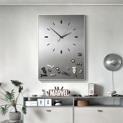 Magnetic Stainless Steel Decorative Painting Clock Painting, High-End Creative Photo Wall Art, Living Room Entrance Wall Painting with Clock