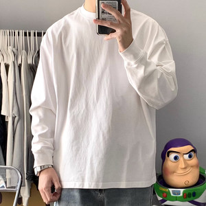 
280g heavy pure cotton basic solid color long-sleeved T-shirt for men and women loose Korean version ins spring and autumn base shirt