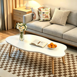Movable Coffee Table, Cream-Colored, Irregular-Shaped Tea Table for Living Room, Suitable for Small Apartments, Sofa Side Table, Bedroom Floor Table