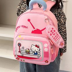 New Kt Cat Children's Cartoon Small Backpack for Girls, Cute Printed Backpack for Boys, Kindergarten and Elementary School Students' Backpack