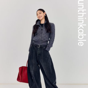
unthinkable three-color versatile cable knit concealed zip cardigan