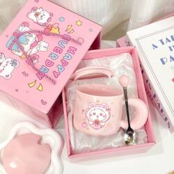 Girly Internet-Famous Jiyikawa Water Bottle with Lid and Spoon, Birthday Gift for Girls, Friends, Sisters, Meaningful Gift