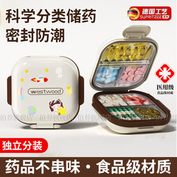 German Independent Pill Box, Portable, Seven-Day-A-Week, Small, Mini, Sealed, Moisture-Proof and Light-Proof Medicine Box