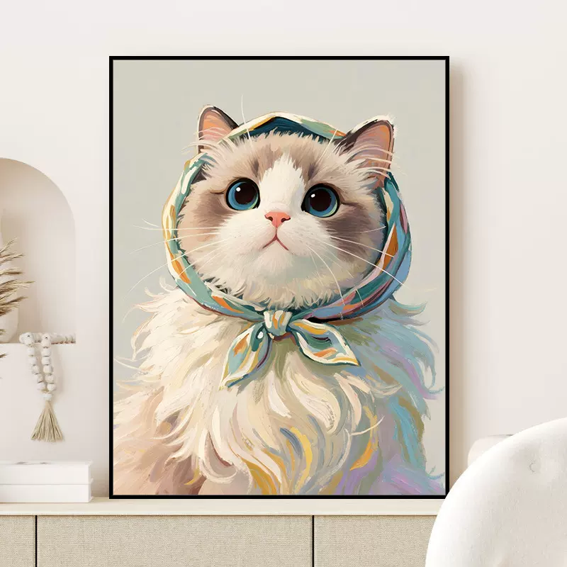 可爱猫咪DIY数字油画蓝猫布偶猫猫宠物纯手绘解压治愈