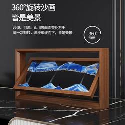 Creative Art Rectangular Quicksand Painting Hourglass Ornament Stress Relief Healing Light Luxury Home Office Decoration Gift