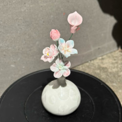 Exclusive Set of 5 Flowers, Jingdezhen Ceramic Flowers, Handmade Porcelain Flowers, Small Ornaments, Artificial Flowers, Mini Vase Decorations