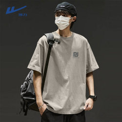 Pull Back American Style Pure Cotton Short-Sleeved T-Shirt for Men 2026 New Summer Trendy Brand Large Size Half-Sleeved Men's Loose T-Shirt