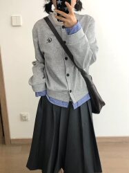 Grass Space Fake Two-Piece Plaid Cardigan Sweatshirt for Women, Spring and Autumn Casual Long-Sleeve Top Jacket