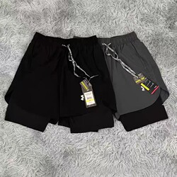 Men's Sports Shorts Quick-Drying Two-In-One Fitness Cross-Country Running Basketball Shorts Fake Two-Piece Five-Point Shorts