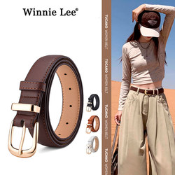Winnie Lee Women's Belt 2025 New Genuine Leather Pin Buckle Korean Style Versatile Belt for Jeans and Wide-Leg Pants