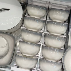 Dishes and Bowls Set, Household Ceramic Bowls, Plates, Chopsticks, Tableware, Accessible Luxury, 2025 New Style, High-End Appearance, Housewarming New Home Tableware