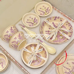Dishes and Tableware Set 2025 New Model for Home Use, Fresh and High-Looking Ceramic Bowls, Plates, Chopsticks, and Tableware, Suitable for Housewarming and as a Gift