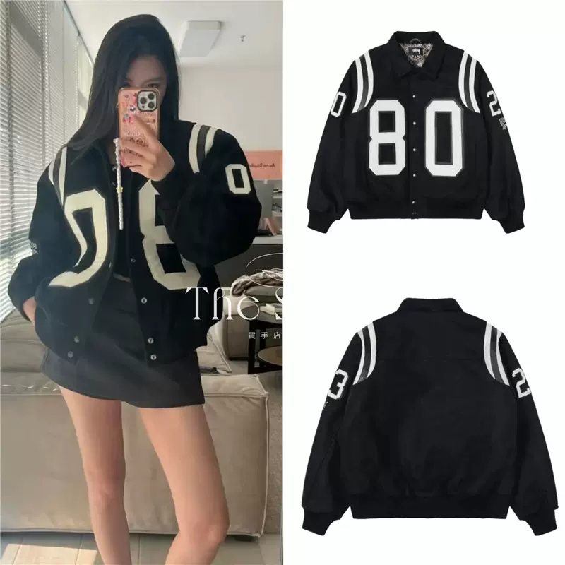 正品STUSSY 80 WOOL VARSITY JACKET羊毛复古棒球夹克棉外套男女-Taobao