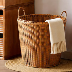 Imitation Rattan Dirty Clothes Basket for Home Bathroom, Large Capacity Laundry Basket, Laundry Hamper, Toy Storage Bin