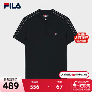 
FILA official women's knitted sweater 2025 autumn new casual basic semi-zipper wool short-sleeved top