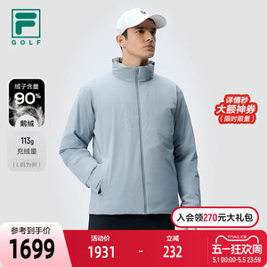 FILA official men's down jacket 2024 winter new golf sports basic warm stand collar jacket
