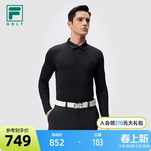 
FILA official men's knitted long-sleeved POLO shirt 2024 new winter golf sports sun protection top