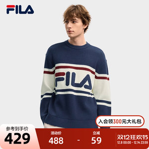 FILA official couple knitted sweater for women in winter new casual contrast pullover long-sleeved sweater for men