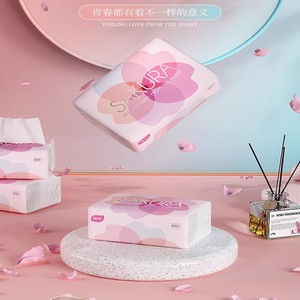 
Plant protection popular cherry blossom paper towels suitable for mother and baby, super tough large bag, four layers thickened, wettable water-resistant original wood pulp toilet paper