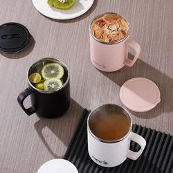 304 Stainless Steel Mug with Lid, Office Coffee, Milk, Water Cup, Household Tea Cup for Male and Female Students