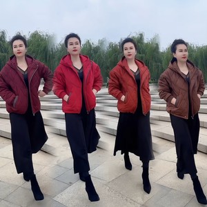 
Autumn and winter new versatile loose casual quilted warm hooded jacket women's cotton coat pressed plaid fashion cotton clothing mother's clothing