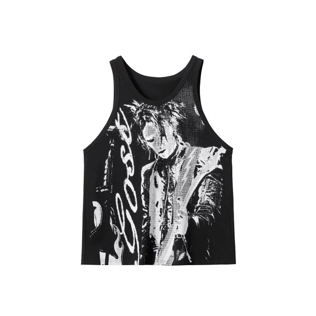 GOST silhouette printed loose vest black and white portrait comfortable cotton sleeveless T-shirt breathable casual top summer