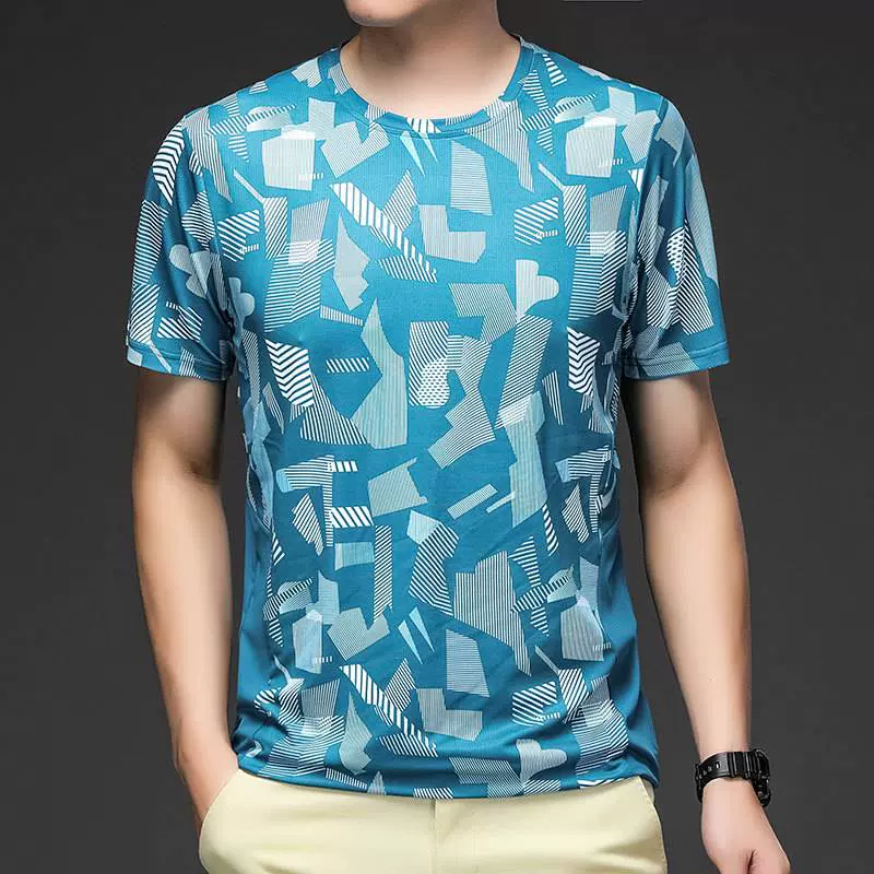 外贸款Summer breathable thin ice silk short sleeved T-shirt-Taobao