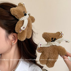 Beanie Teddy Bear Large Plush Hair Clip Headwear 2024 New Cute Girl Bangs Funny Cartoon