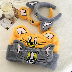 Cartoon Tom and Jerry Plush Headband Autumn and Winter Tom Cat Hairband Headband Face Washing Headband Hairpin Cute Hair Accessories