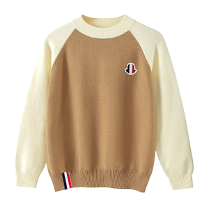 
Boys pure cotton sweater round neck autumn and winter new style mid-large children's sweater college style teenagers and children's base shirt