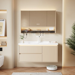 Bathroom Washbasin Smart Flip-Foldable Feng Shui Storage Mirror Cabinet Bathroom Cabinet Combination Ceramic Integrated Washstand