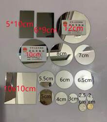 Single-Sided Mirror DIY Flat Glass Mirror, 1mm Thick, Round Without Adhesive, Non-Magnifying Small Round Mirror, Square Frameless Bare Lens