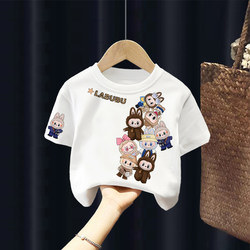 White Children's T-Shirt for Girls, Pure Cotton Short-Sleeve, 2026 New Summer Parent-Child Outfit, Boys' Clothing, Half-Sleeve Top ins