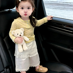 Girls' T-Shirt Spring Baby Clothing Soft Skin-Friendly Thin Base Shirt Children's Stylish Long-Sleeve Top Trendy