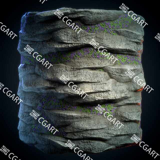 Sd Material Rocks SUBSTANCEDESIGNER -style moss rocky rock algae cliff mountain body ...