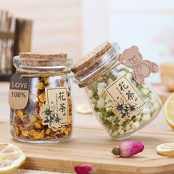 Small Glass Jar with Cork Stopper for Dried Flowers, Tea, Storage, Tea Leaf Dispensing, Rose Gift, Wedding Candy, Decorative Bottle