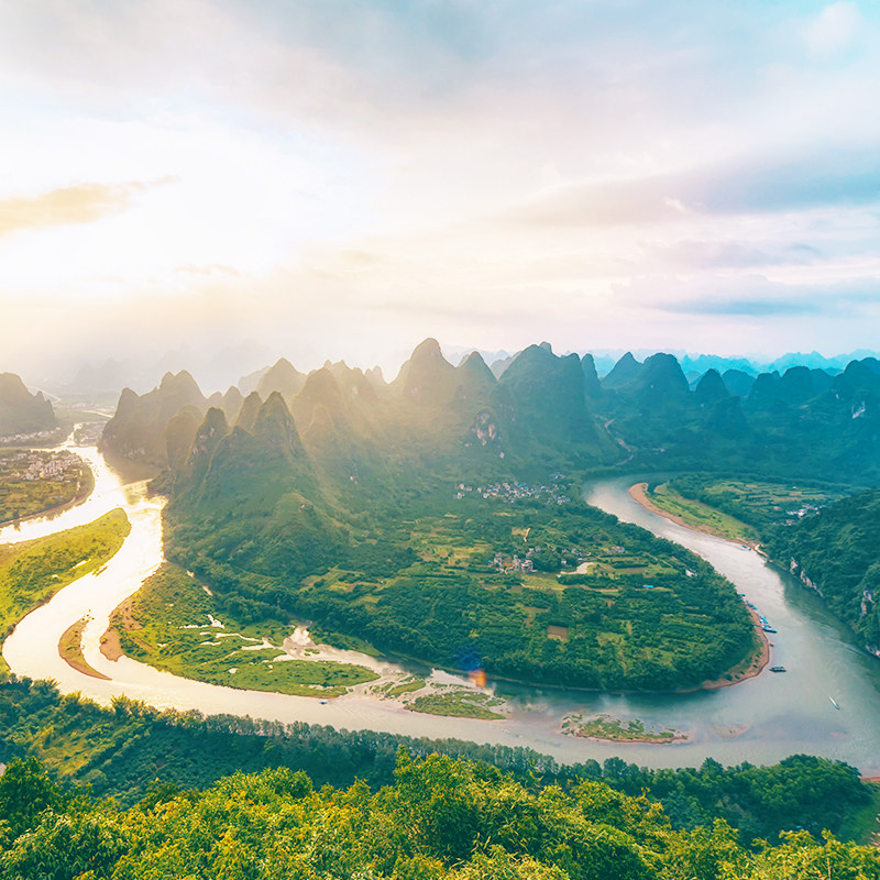 桂林旅游四日团4天3晚漓江竹筏游船阳朔龙脊梯田遇龙河漂流相公山