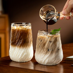 High Borosilicate Transparent Glass Cup, High Aesthetic Value, Suitable for Latte, Americano, Hand-Brewed Coffee, Cold Drinks, Juice, and Home Use