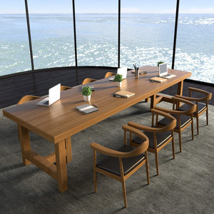 
Solid wood conference table simple modern long office desk multi-person computer desk large negotiation table chair combination furniture