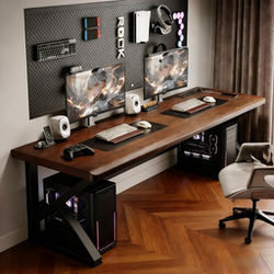 Solid Wood Large Board Couple's Gaming Desk, Home Bedroom Computer Desk, Office Workstation, Long Desk, Workbench