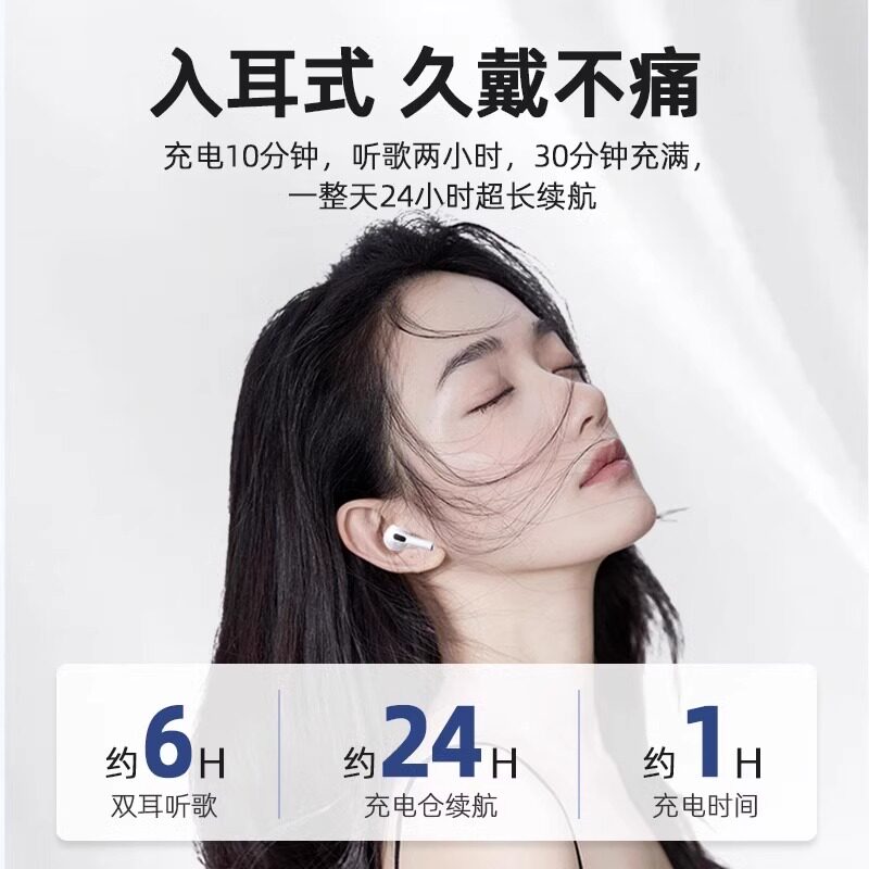 HUAQIANGBEI 블루투스 헤드셋 4 세대 고품질 진정한 무선 소음 감소 스포츠 세미 인 이어 타입 남성과 여성을위한 2024 NEW-