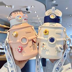 Insulated Cup for Home Use, Sports, Children, with Straw, Large Capacity, Stylish, Portable, 304 Stainless Steel Water Bottle