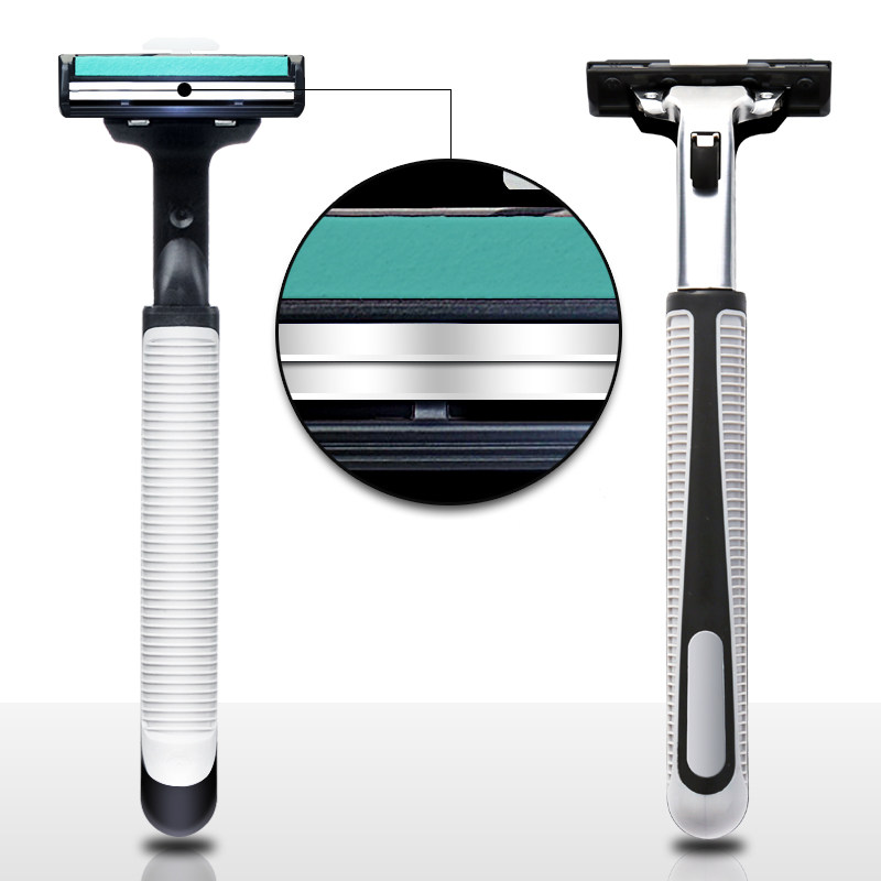 수동 면도기 면도기 더블 레이어 구식 면도 지리 면도기 2 레이어 헤드 남녀 공용 칼 홀더 -