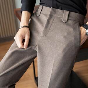 
LL men's woolen trousers men's winter nine-point straight high-end thickened business casual trousers slim leg trousers