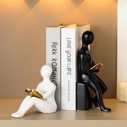 Modern Minimalist Light Luxury Figure Bookends, Book Stand Ornaments for Living Room, Office, Study, Bookshelf, Book Support, Fake Book Decorations