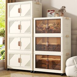 Extra Thick No-Installation Storage Cabinet for Home Use, Baby and Children's Clothing and Snack Organizer, Plastic Folding Storage Cabinet