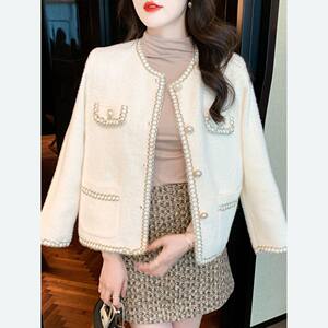 
2169 Xiaoxiangfeng Fashion Versatile Double-sided Velvet Jacket Korean Style Loose Jacket Cardigan Sweater Spring and Autumn Temperament Socialite