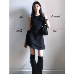 Black Dress for Women 2026 New Fashion Summer Outfit, Particularly Beautiful Waist-Cinching Mini Dress, Pure Desire Little Black Dress